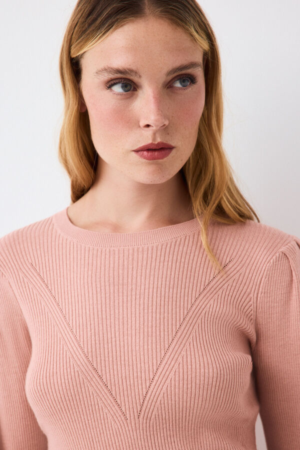Pedro del Hierro Puffed sleeve ribbed jumper Pink