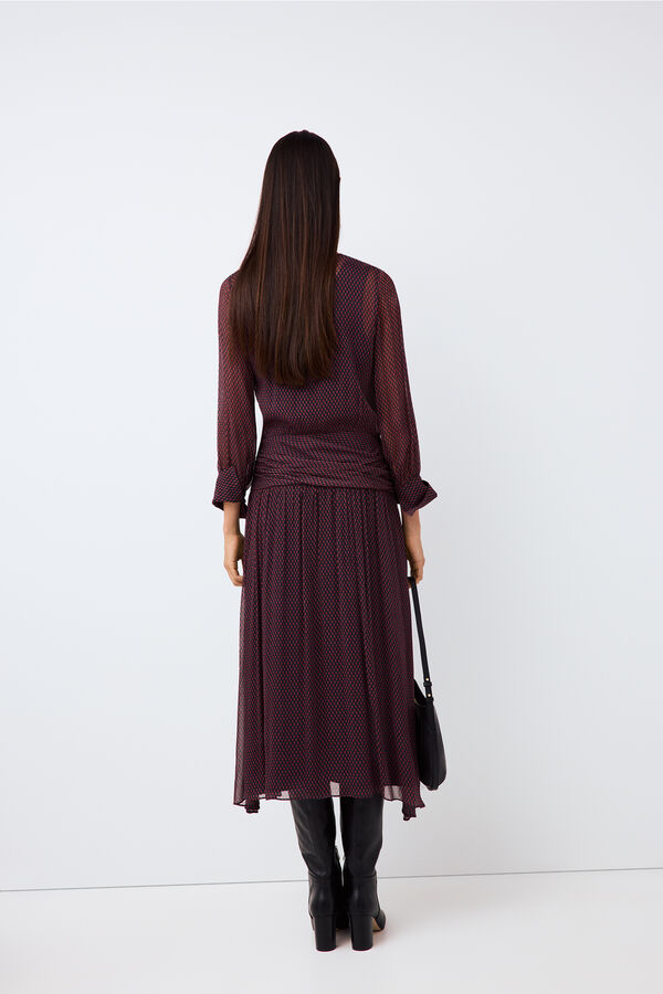 Pedro del Hierro Scarf neckline and draped skirt dress Red
