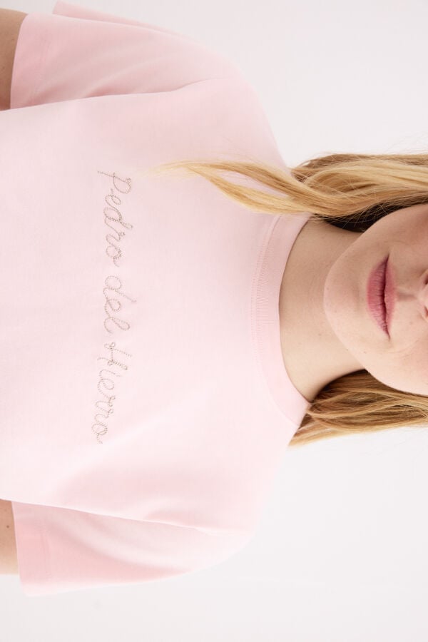 Pedro del Hierro T-shirt de manga curta com logo met&aacute;lico Rosa