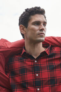 Pedro del Hierro Camisa twill cuadros cashmere touch Red