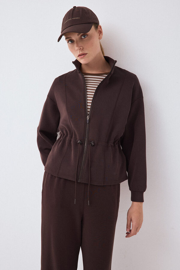 Pedro del Hierro Soft touch peplum sweatshirt Brown