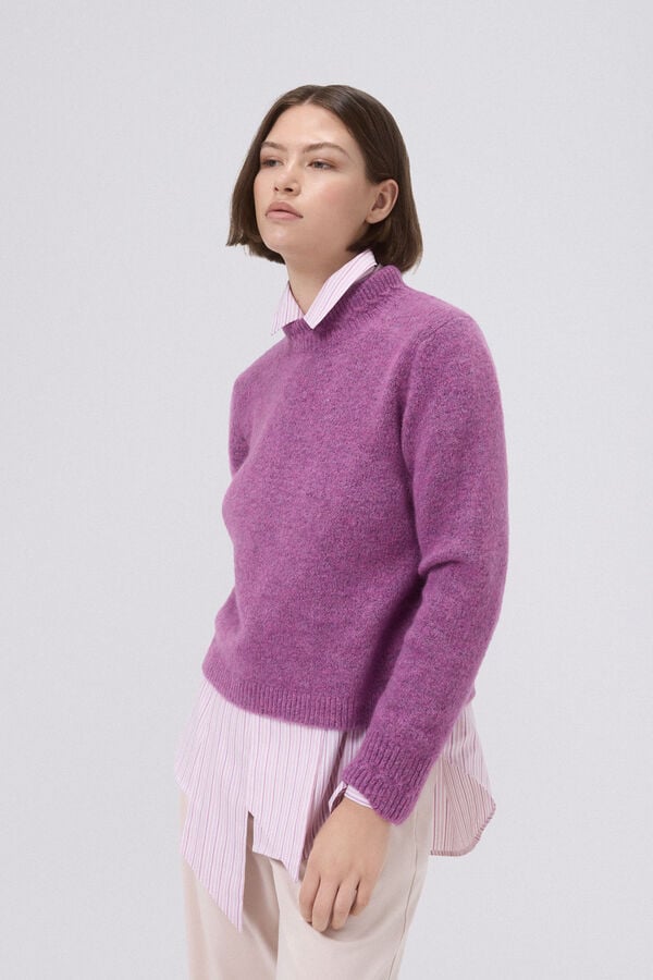 Pedro del Hierro Cropped jersey with cross-knit detail Pink