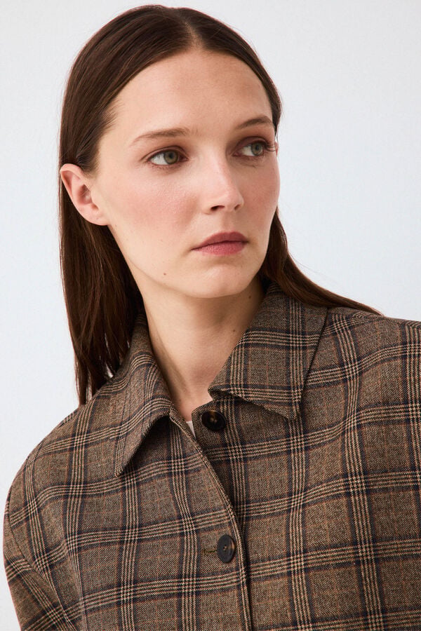 Pedro del Hierro Harris plaid bomber Brown