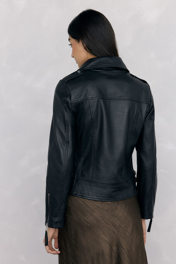 Pedro del Hierro Combined leather biker Black