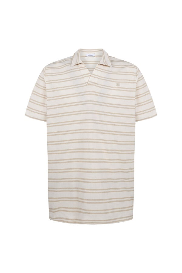 Pedro del Hierro Striped rustic polo shirt Ecru