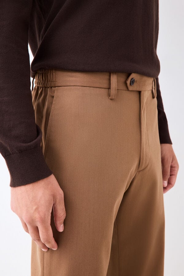 Pedro del Hierro Tapered elasticated trousers Brown