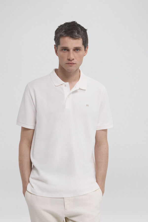 Pedro del Hierro Basic polo shirt with embroidered logo Ecru