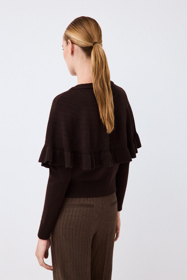 Pedro del Hierro Cape jacket with ruffle Brown