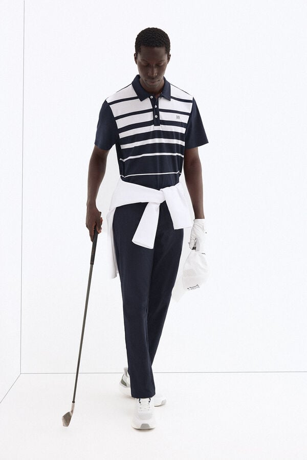 Pedro del Hierro Striped golf polo shirt Blue