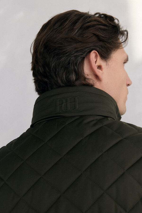 Pedro del Hierro Diamond-patterned quilted jacket Green