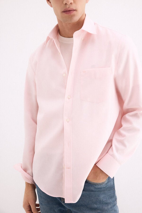 Pedro del Hierro Camisa sem engomar oxford lisa Rosa