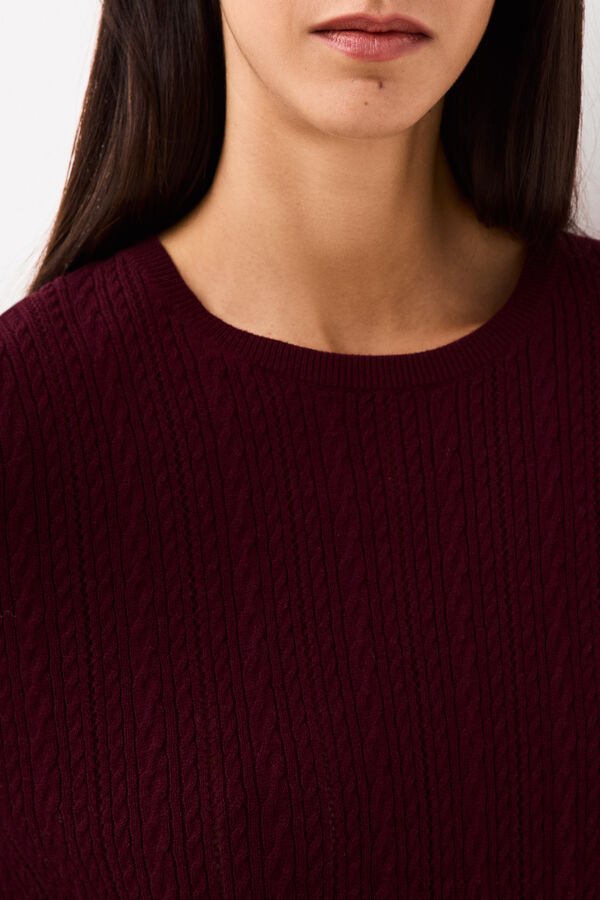Pedro del Hierro Oversize mini cross-knit jumper Burgundy