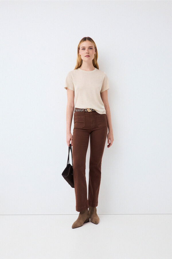 Pedro del Hierro Lurex knit top Ecru