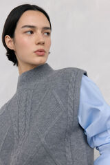 Pedro del Hierro Waistcoat with central buttoning and cross-knit eights Grey