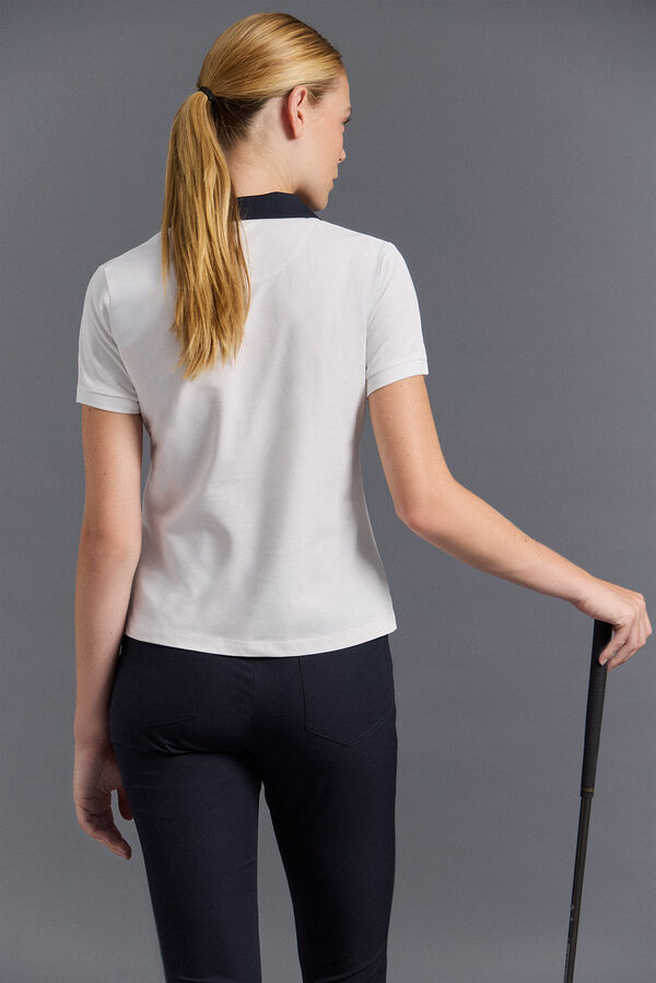 Pedro del Hierro Short sleeve technical golf polo Ecru