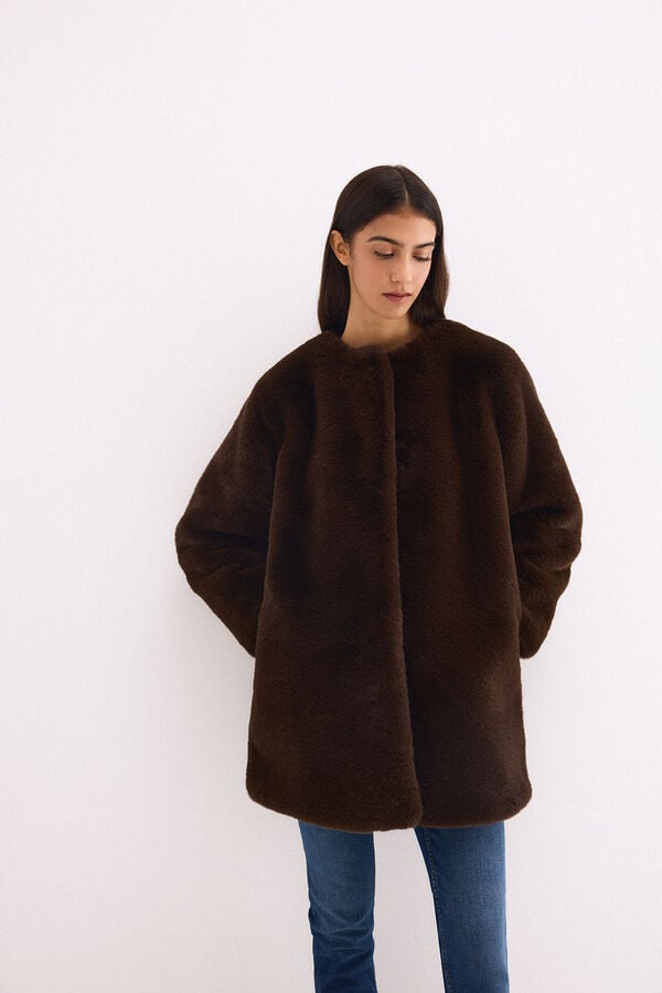 Pedro del Hierro Faux fur coat Brown