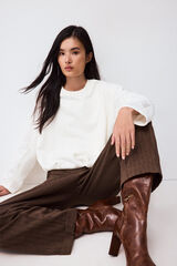 Pedro del Hierro Loose round neck sweatshirt Ecru