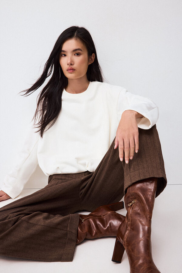 Pedro del Hierro Loose round neck sweatshirt Ecru