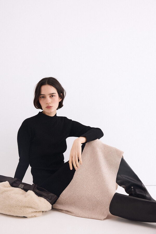 Pedro del Hierro Ribbed knit midi dress Black