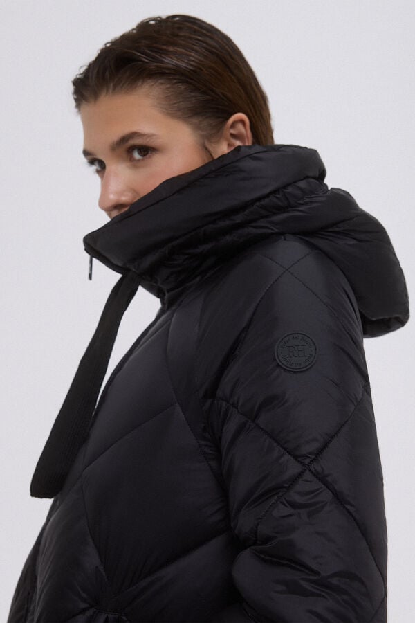 Pedro del Hierro Parka comprida capuz Preto