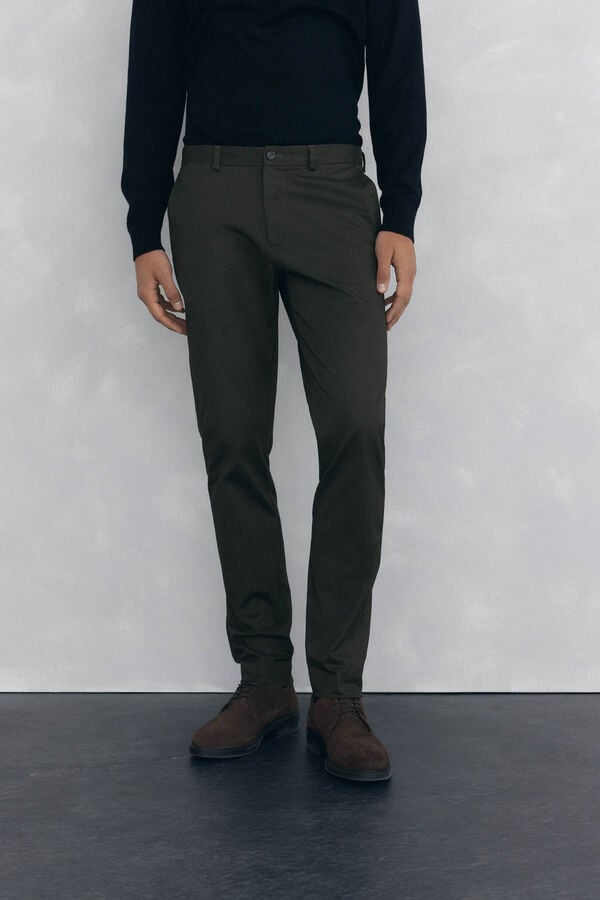 Pedro del Hierro Slim-fit print chinos pants Green