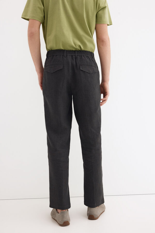 Pedro del Hierro Cotton-linen regular fit trousers Grey