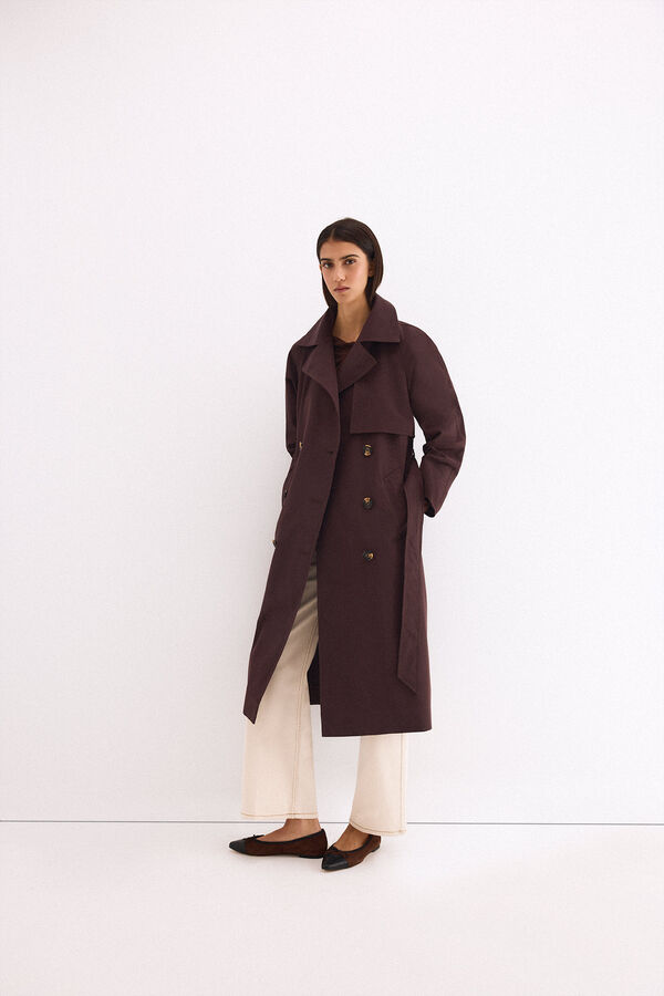 Pedro del Hierro Long plain trench coat Brown