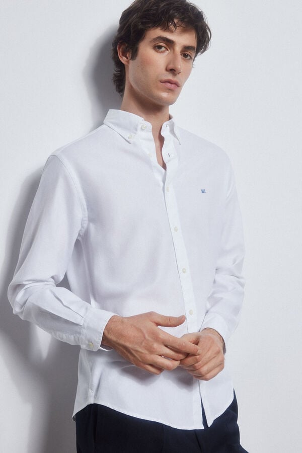 Pedro del Hierro camisa iconic oxford tingida Branco