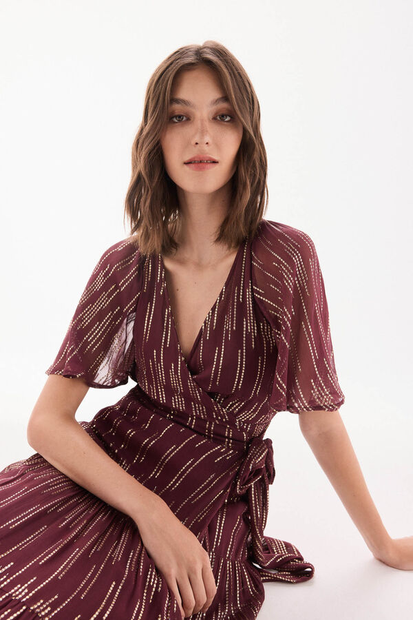 TFP by Tamara Falcó Georgette dress with lurex Burgundy