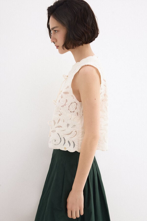 Pedro del Hierro Embroidered gilet White