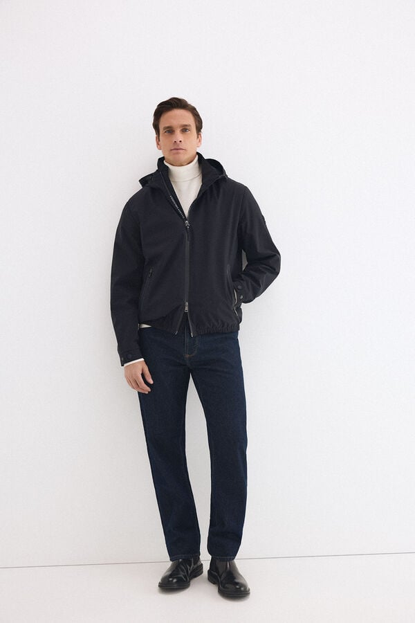 Pedro del Hierro Technical lightweight hooded jacket Blue