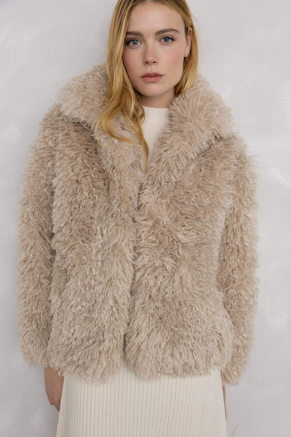 Pedro del Hierro Coat fur effect coat Beige