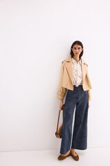 Pedro del Hierro Satin ruffle shirt Beige