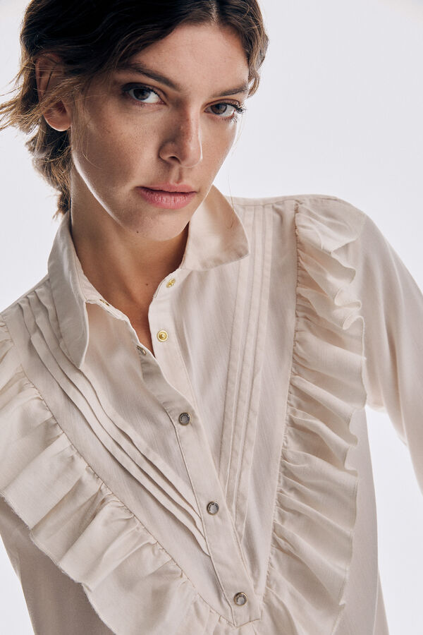 Pedro del Hierro 100% TENCEL&reg; Lyocell denim shirt Beige