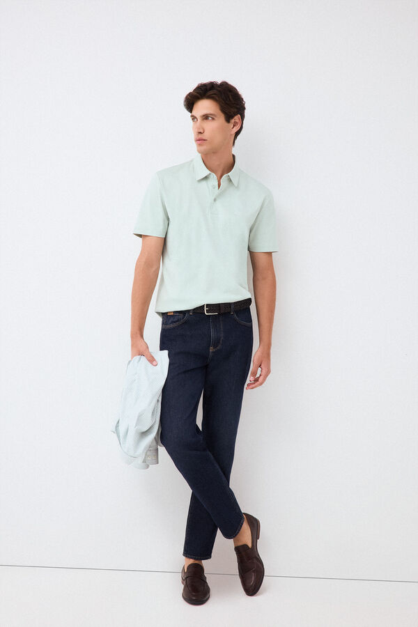 Pedro del Hierro Plain mercerized polo shirt Blue
