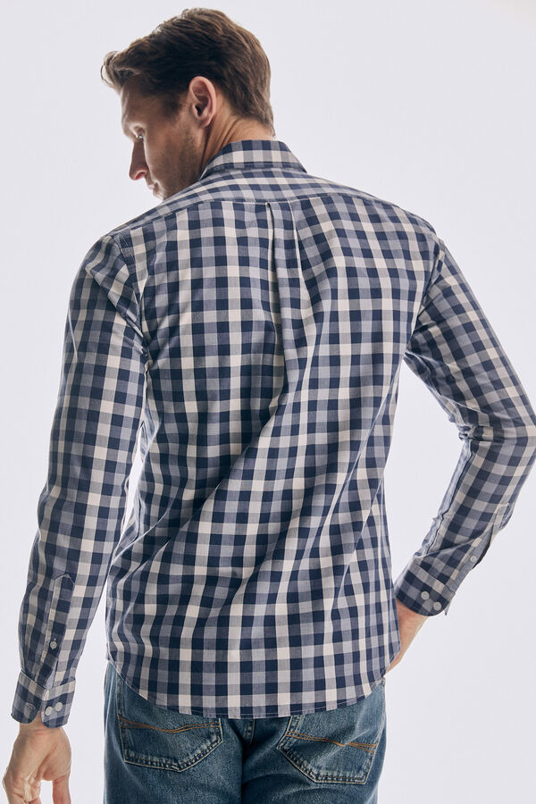 Pedro del Hierro Camisa cuadros tencel modal Azul