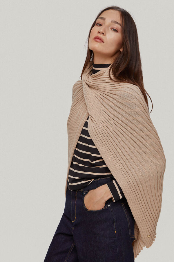 Pedro del Hierro Rib knit poncho Brown