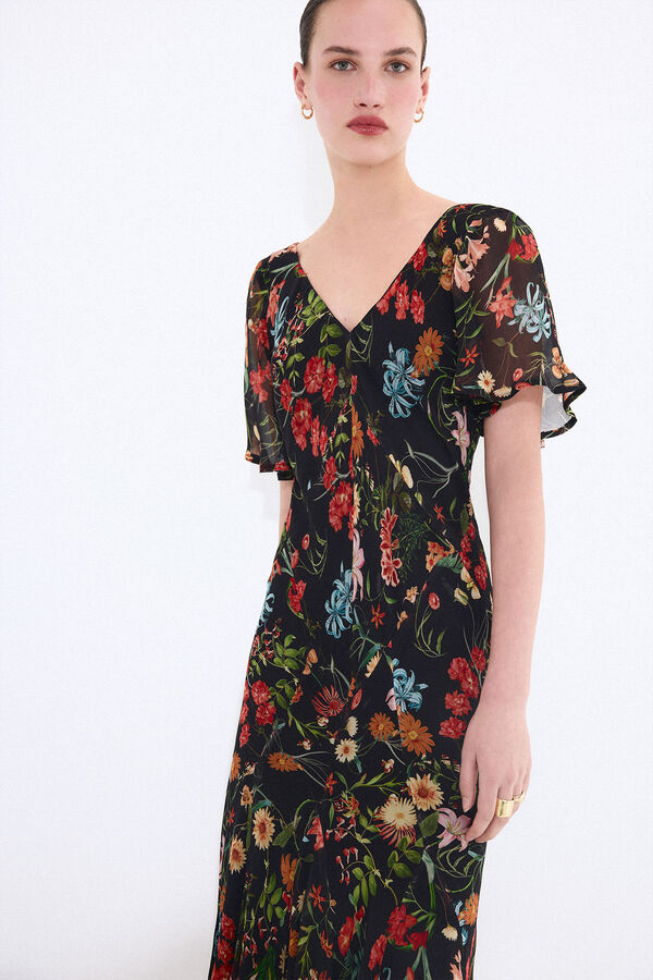 Pedro del Hierro Vestido largo estampado cortes Azul