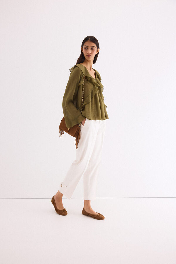 Pedro del Hierro Plain ruffled blouse Green