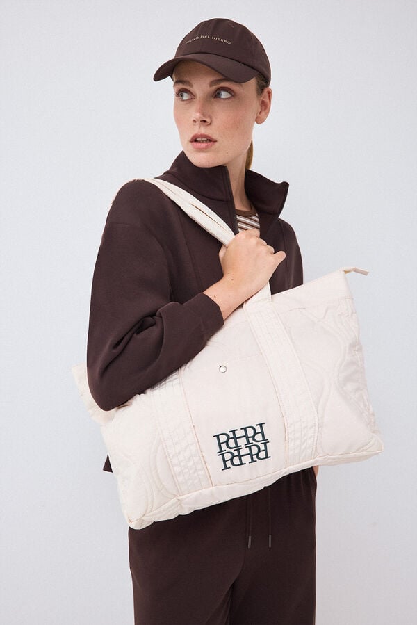 Pedro del Hierro Puffer nylon handbag Beige