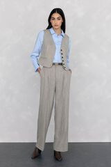 Pedro del Hierro Straight- herringbone textured trousers Grey