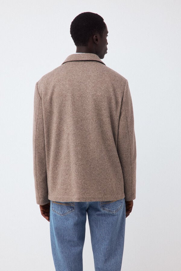 Pedro del Hierro Melange knit overshirt Beige