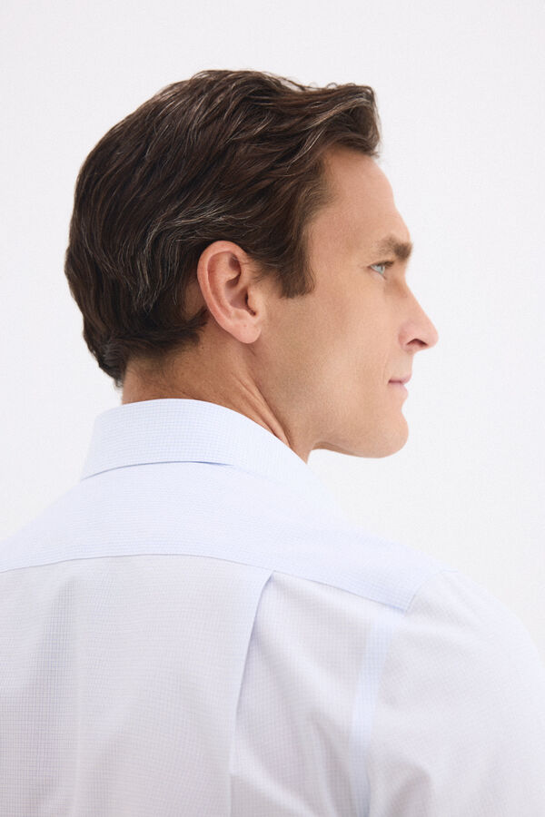 Pedro del Hierro Plaid non-iron stain-resistant dress shirt Blue