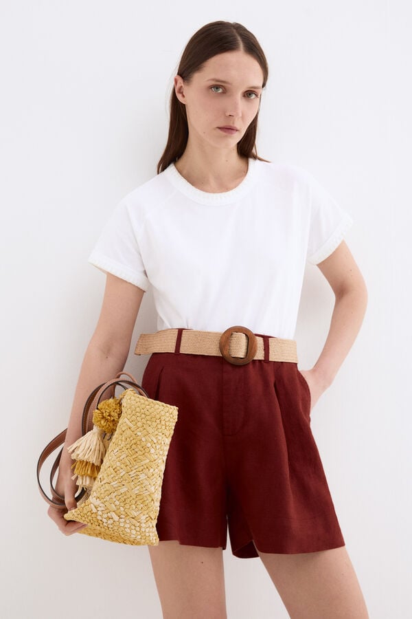 Pedro del Hierro T-shirt de manga curta com bordado contrastante Branco