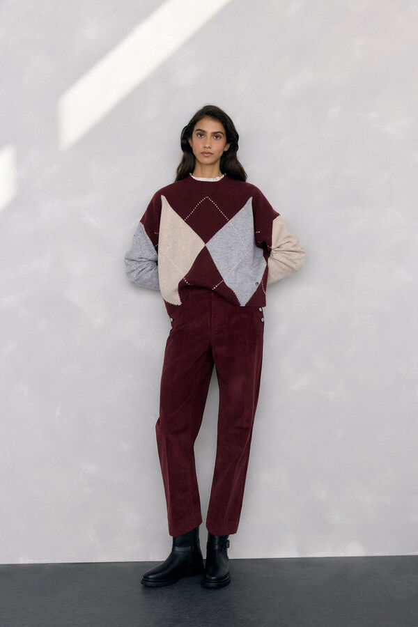 Pedro del Hierro Jersey jacquard de rombos Burdeos