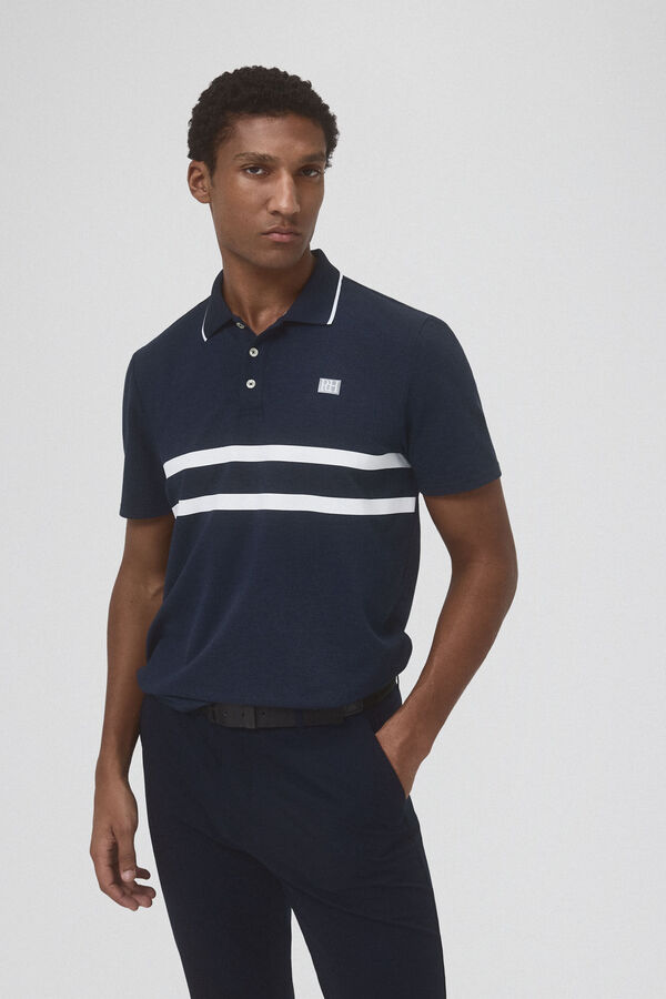 Pedro del Hierro Striped golf polo Blue