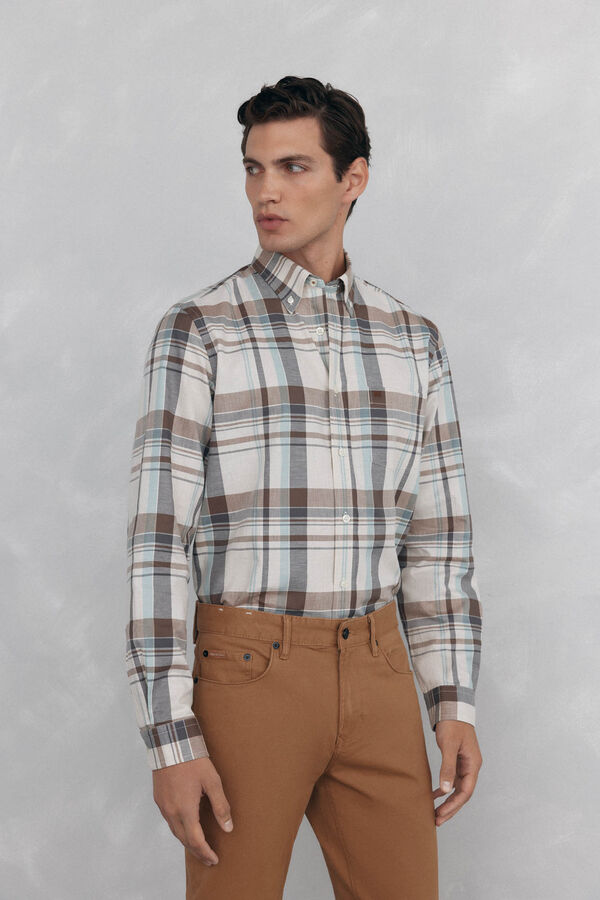 Pedro del Hierro Soft checkered twill Beige