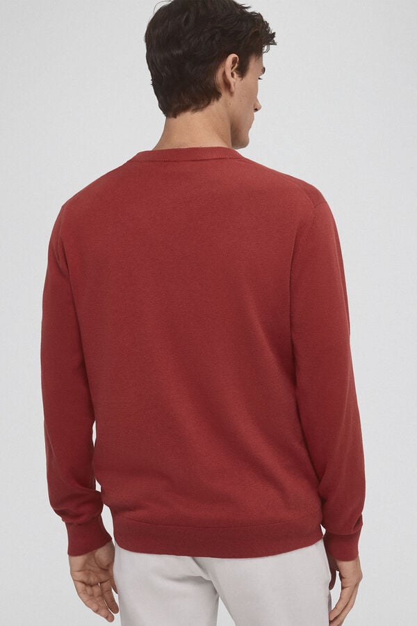 Pedro del Hierro Jersey algodón seda cashmere cuello redondo Rojo