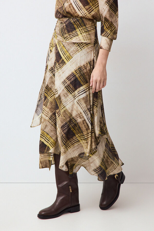 Pedro del Hierro Draped waist scarf skirt Grey
