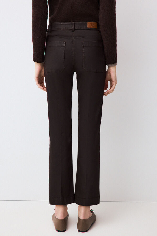 Pedro del Hierro Coated cropped stove pipe trousers Brown